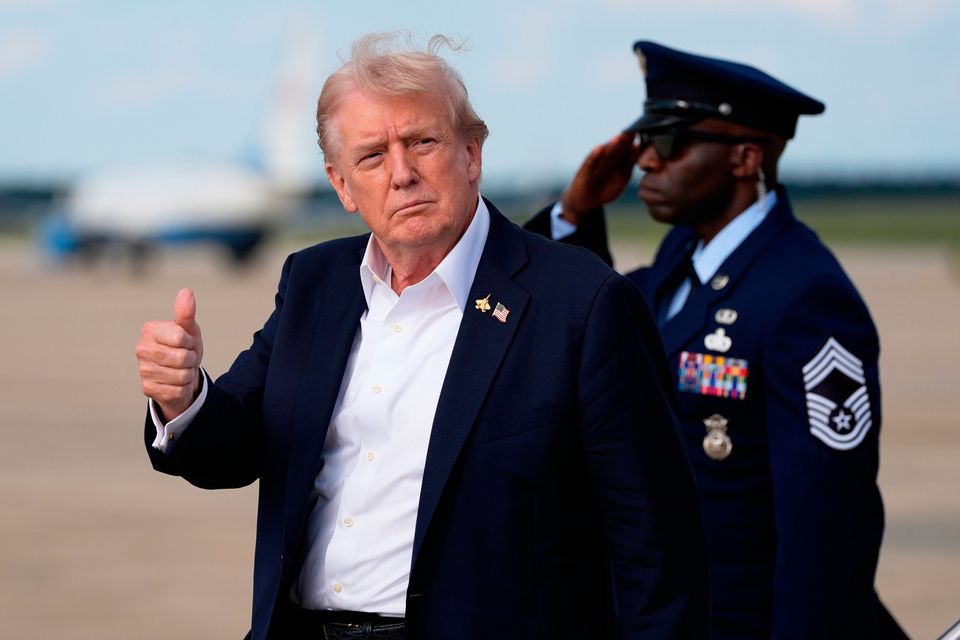 President Donald Trump arrives on Air Force One at Joint Base Andrews, Md. (AP Photo/Alex Brandon)